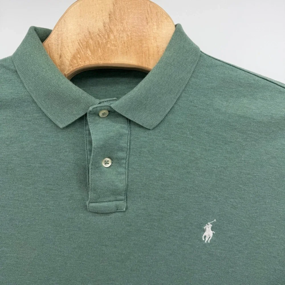 Polo Ralph Lauren Polo Shirt Mens Large Green Short Sleeve Heathered Pony Logo